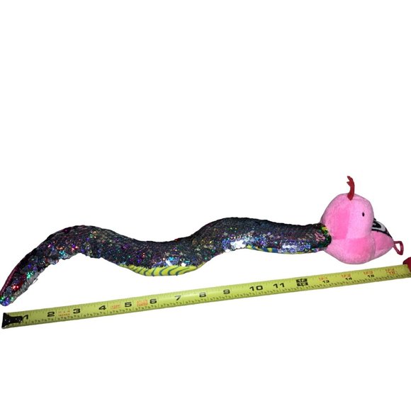 Flip Sequin Plush Toy Snake 16 inch Long Pink Head - Picture 16 of 16